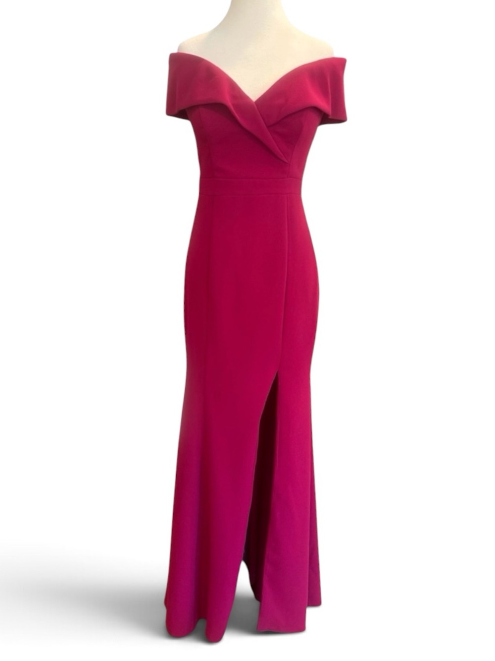 Xscape Off The Shoulder Side Slit Gown Fuchsia Pink Mermaid Formal Dress Size 4